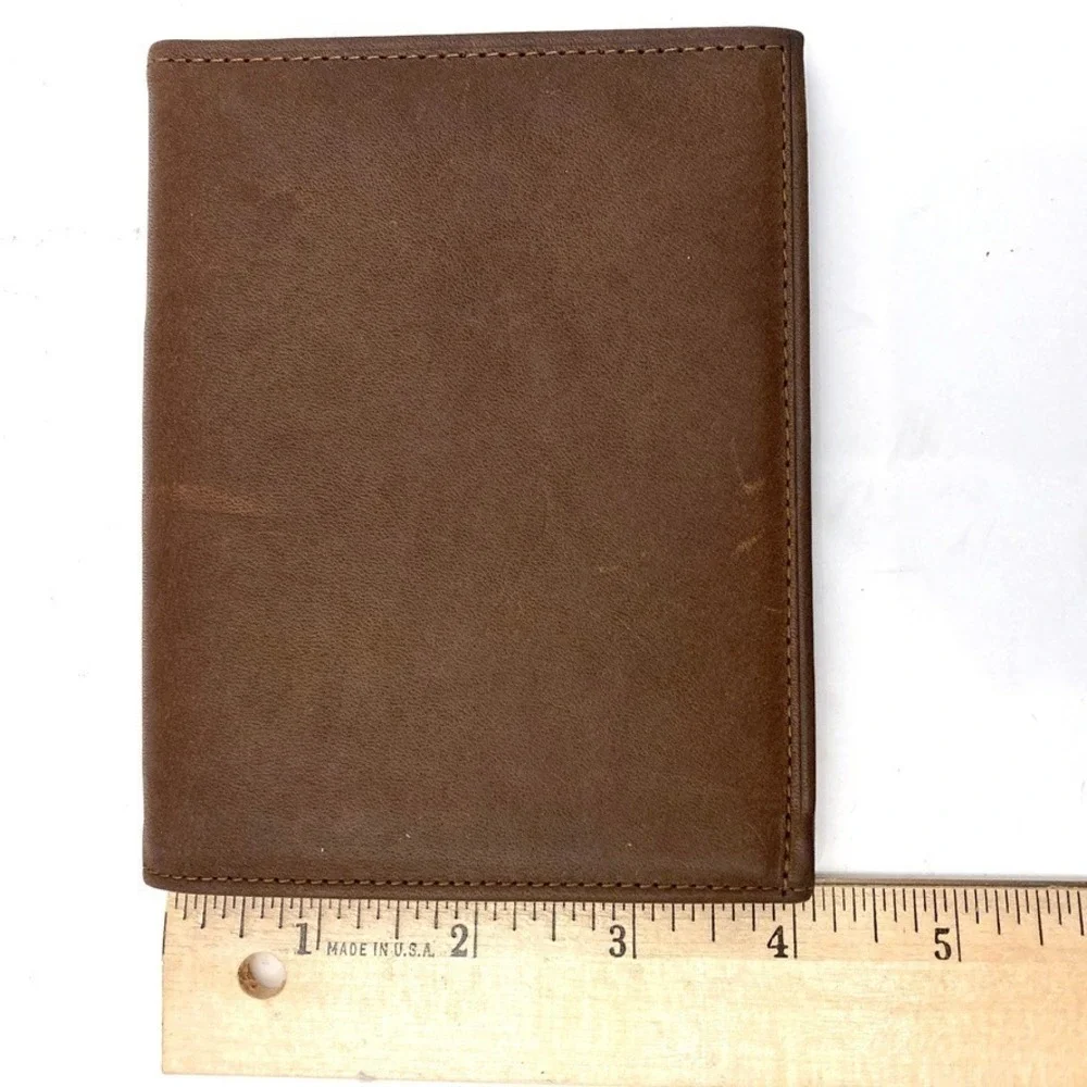 Vtg Rolfs Cowhide Brown Leather Billfold‎ Wallet Credit Card Photos 5.25
